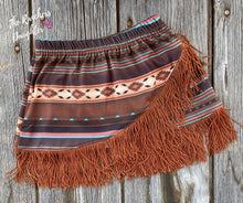 Load image into Gallery viewer, Shea Baby Brown Aztec Fringe Skirt
