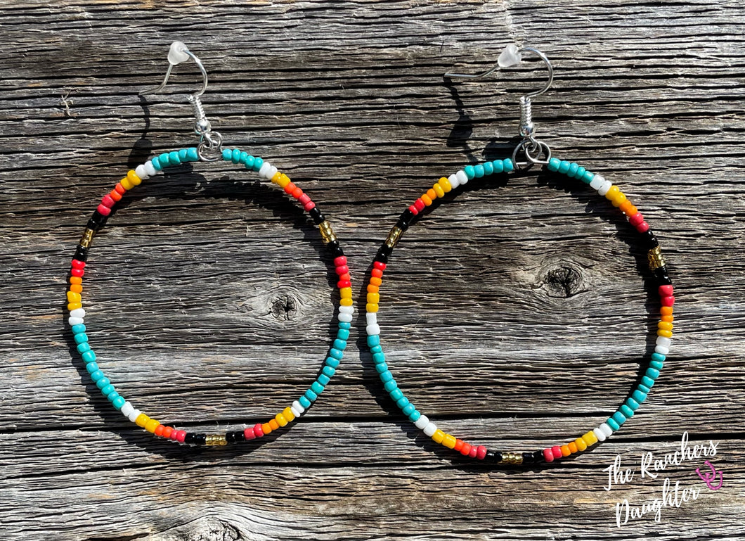 Turquoise Serape Hoop Earrings