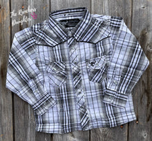 Load image into Gallery viewer, White/Black Plaid Toddler Western Shirt
