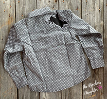 Load image into Gallery viewer, Boy’s Charcoal Diamond Western Shirt
